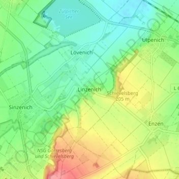 Linzenich topographic map, elevation, terrain
