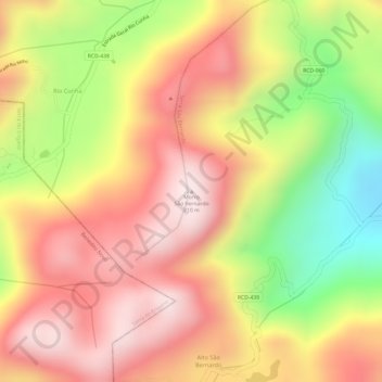 Morro São Bernardo topographic map, elevation, terrain