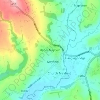 Upper Mayfield topographic map, elevation, terrain
