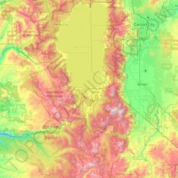 Tahoe Keys topographic map, elevation, terrain