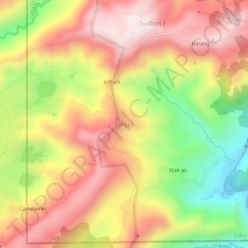 Sinsin topographic map, elevation, terrain