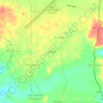 Mabini topographic map, elevation, terrain