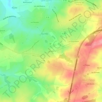 Le Coût topographic map, elevation, terrain