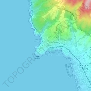 Castiglioncello topographic map, elevation, terrain