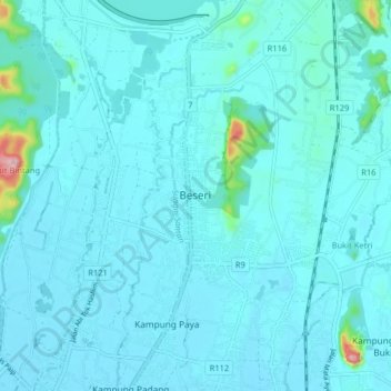 Beseri topographic map, elevation, terrain