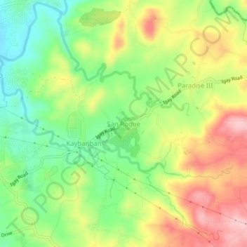 San Roque topographic map, elevation, terrain
