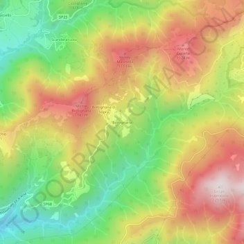 Bottignana topographic map, elevation, terrain
