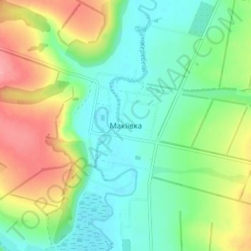 Makiivka topographic map, elevation, terrain