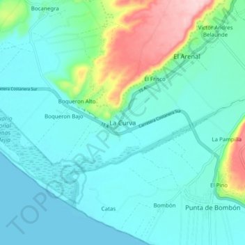 La Curva topographic map, elevation, terrain