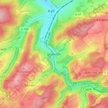 Sötenich topographic map, elevation, terrain