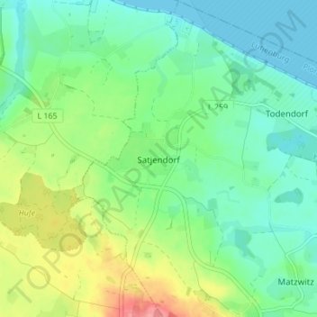 Satjendorf topographic map, elevation, terrain