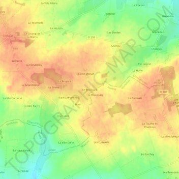 Le Broussais topographic map, elevation, terrain
