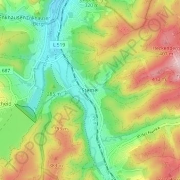 Stemel topographic map, elevation, terrain