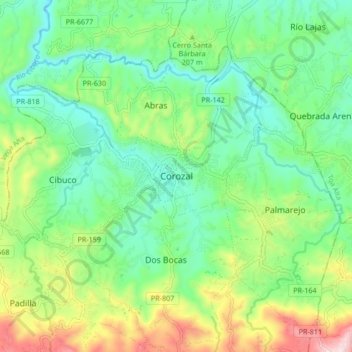 Corozal topographic map, elevation, terrain