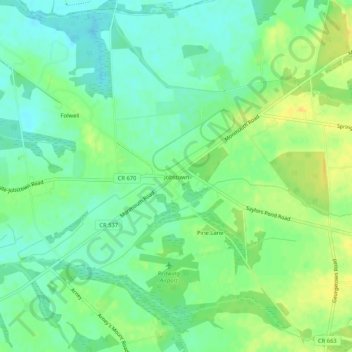 Jobstown topographic map, elevation, terrain