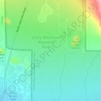 Usery Mountain Regional Park topographic map, elevation, terrain