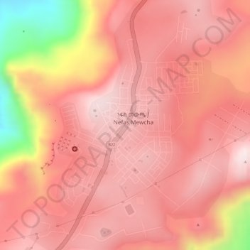 Nefas Mewucha topographic map, elevation, terrain