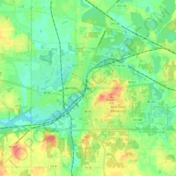 Kent topographic map, elevation, terrain