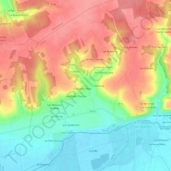 Chenillé topographic map, elevation, terrain