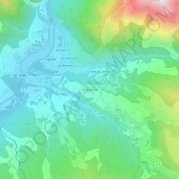 Les Buissons topographic map, elevation, terrain
