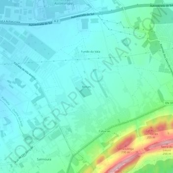 Boiças topographic map, elevation, terrain