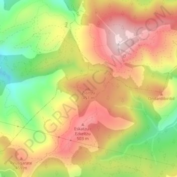 Ziortza topographic map, elevation, terrain