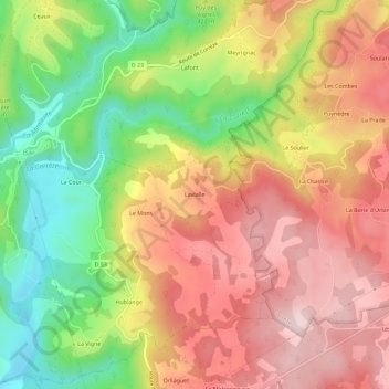 Lavialle topographic map, elevation, terrain