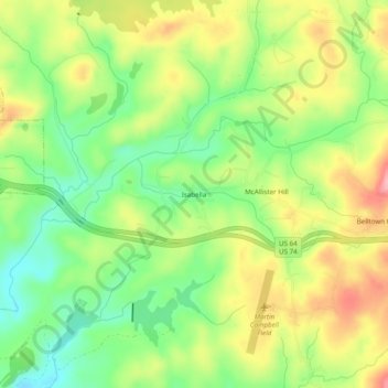 Isabella topographic map, elevation, terrain