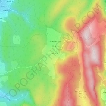 Les Allymes topographic map, elevation, terrain