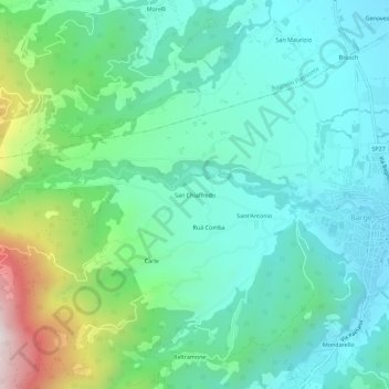 San Chiaffredo topographic map, elevation, terrain