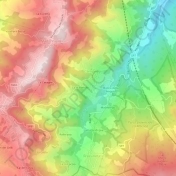 Pergoloso topographic map, elevation, terrain