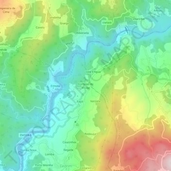 Fontelas do Vouga topographic map, elevation, terrain