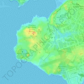 Ihumātao topographic map, elevation, terrain