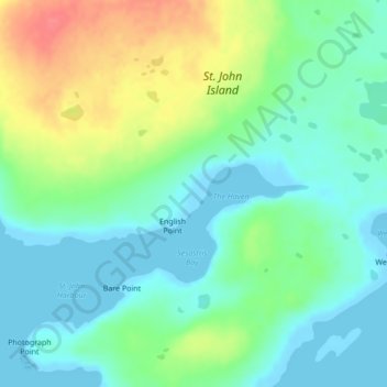 St. John Island topographic map, elevation, terrain