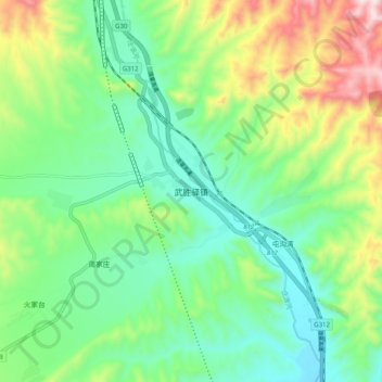 武胜驿镇 topographic map, elevation, terrain