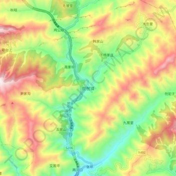 Pipa topographic map, elevation, terrain