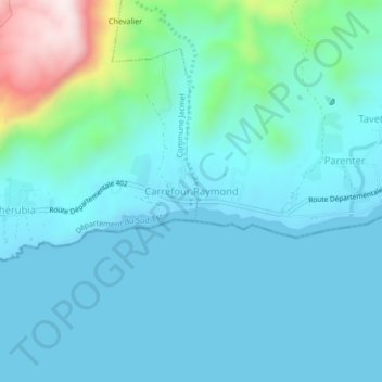 Carrefour Raymond topographic map, elevation, terrain