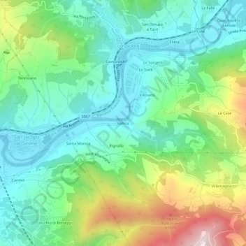 Vallina topographic map, elevation, terrain