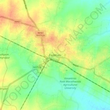 Parbhani topographic map, elevation, terrain