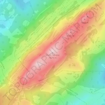 Mont Tendre topographic map, elevation, terrain