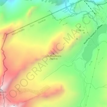 Les Mountons topographic map, elevation, terrain