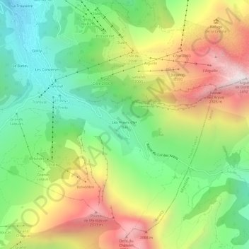 Les Aravis d'en Bas topographic map, elevation, terrain