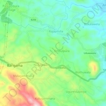 Batuambe topographic map, elevation, terrain
