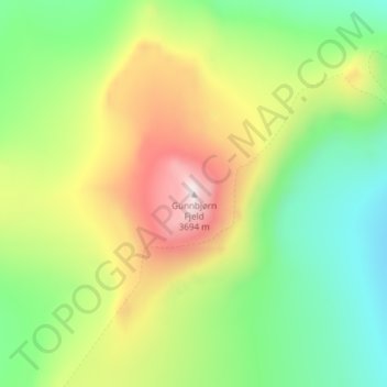Gunnbjørn Fjeld topographic map, elevation, terrain