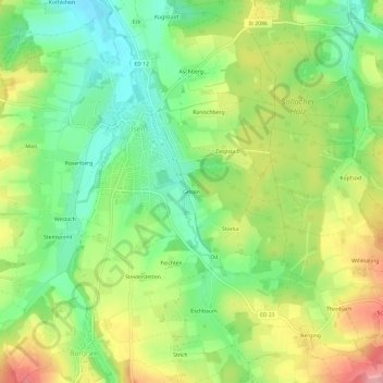 Gmain topographic map, elevation, terrain