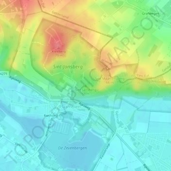Sint-Jansberg topographic map, elevation, terrain
