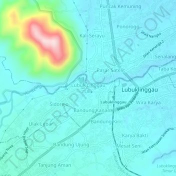 Lubuk Linggau Ulu topographic map, elevation, terrain