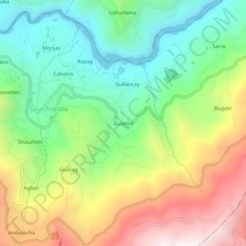 Guablid topographic map, elevation, terrain
