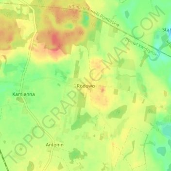 Rodowo topographic map, elevation, terrain
