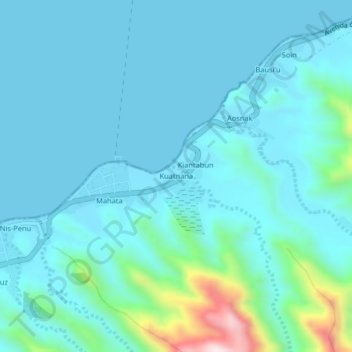 Kuatnana topographic map, elevation, terrain